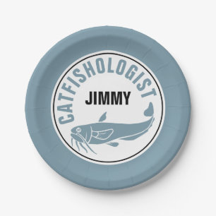 Funny Catfish Humorous Fishing Fried Recipe Cook Paper Plate