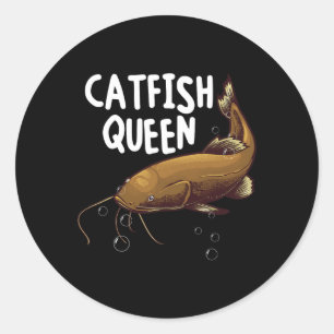 Funny Catfishing Art Women Mum Catfish Queen Fishi Classic Round Sticker