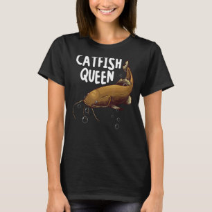 Funny Catfishing Art Women Mum Catfish Queen Fishi T-Shirt