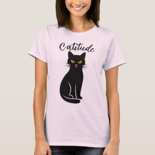 Funny “Catitude” Black Cat T-Shirt – Cute & Sassy