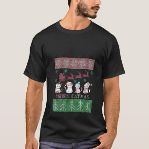 Funny Catmas Christmas Cat Lover Ugly Christmas Sw T-Shirt