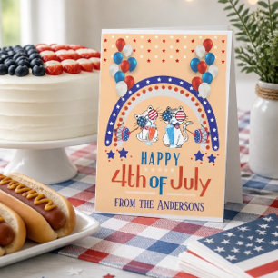Funny Cats 4th of July Note Card