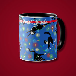 Funny Cats and Christmas Lights Personalized  Mug