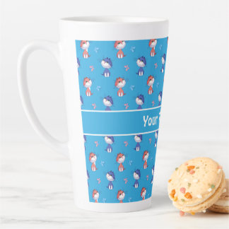 Funny Cats and Cute Butterflies Pattern Latte Mug