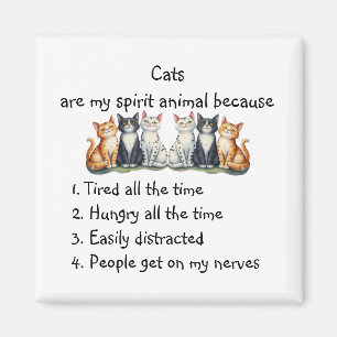 Funny Cats are Spirit Animal Humour Cute Watercolo Magnet