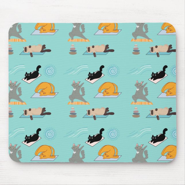  Funny Cats At Yoga Mouse Mat (Front)