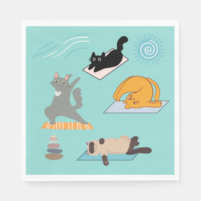   Funny Cats At Yoga Napkin (Front)
