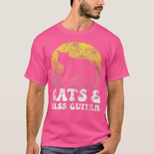 Funny Cats & Bass Guitar Vintage Retro Hobby325 T-Shirt