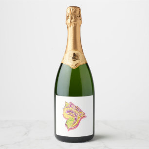 Funny Cats Breed Mandala Head Gift Ideas Sparkling Wine Label