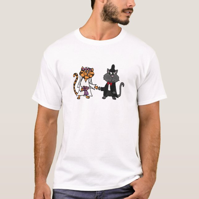 Funny Cats Bride and Groom wedding Art T-Shirt (Front)