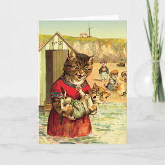 Funny Cats Card/ Invitation: Cats at the Beach Invitation