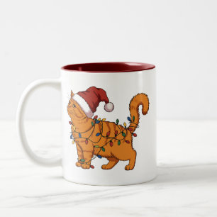 Funny Cats Christmas Orange Cat Mum Pet Lover Xmas Two-Tone Coffee Mug