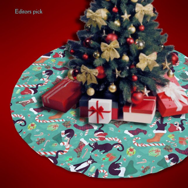 Funny Cats Christmas Stockings Brushed Polyester Tree Skirt (Creator Uploaded)