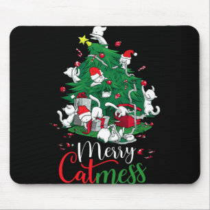 Funny Cats Christmas Tree Merry Catmess Cat Lover  Mouse Mat