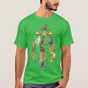 Funny Cats Christmas Tree Ornament Decor Cute T-Shirt
