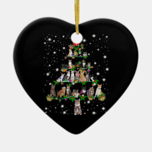 Funny Cats Christmas Tree Tee Ornament Decor Gift
