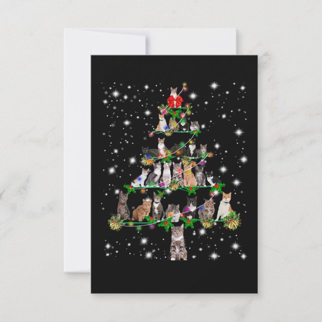Funny Cats Christmas Tree Tee Ornament Decor Gift Invitation (Front)