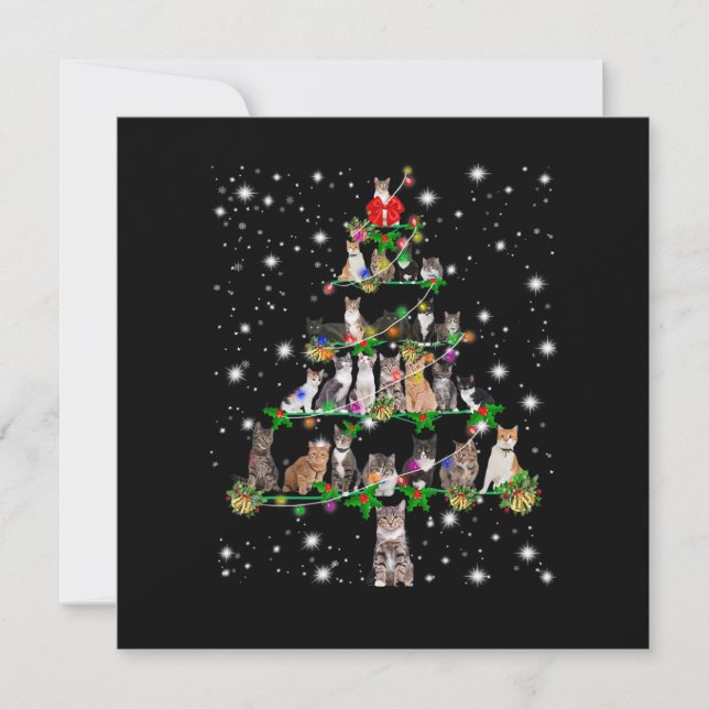 Funny Cats Christmas Tree Tee Ornament Decor Gift Invitation (Front)