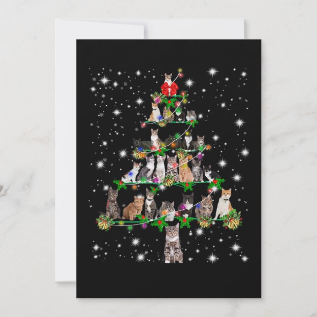 Funny Cats Christmas Tree Tee Ornament Decor Gift Invitation (Front)