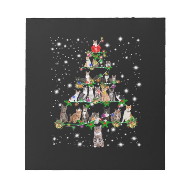 Funny Cats Christmas Tree Tee Ornament Decor Gift Notepad (Front)