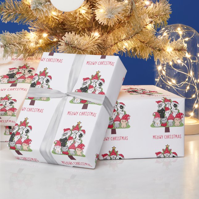 Funny Cats Christmas Tree Wrapping Paper (Holidays)