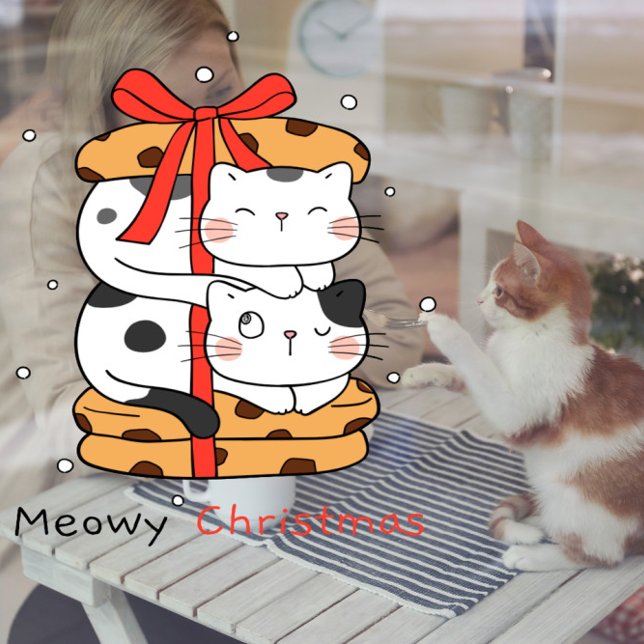 Funny Cats Cookies Meowy Christmas Pet Shop Vet Window Cling (Creator Uploaded)