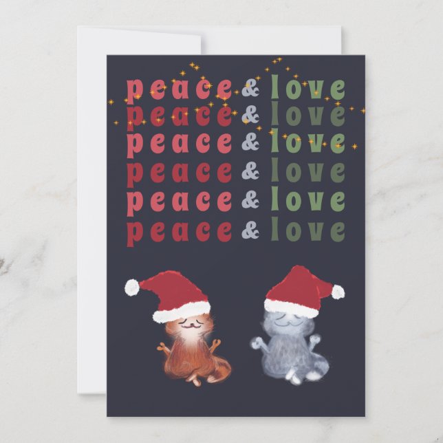 Funny Cats Couple Yoga Meditation Cute Christmas Holiday Card (Front)