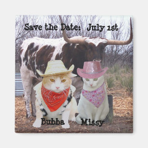 Funny Cats Cowboys Save the Date Magnet