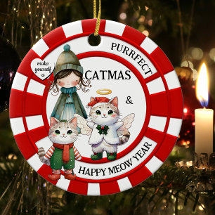 Funny Cats Crazy Cat Lady Cute Christmas Ceramic Tree Decoration
