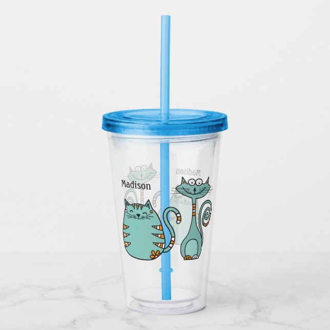 Funny Cats custom name tumblers (Front)