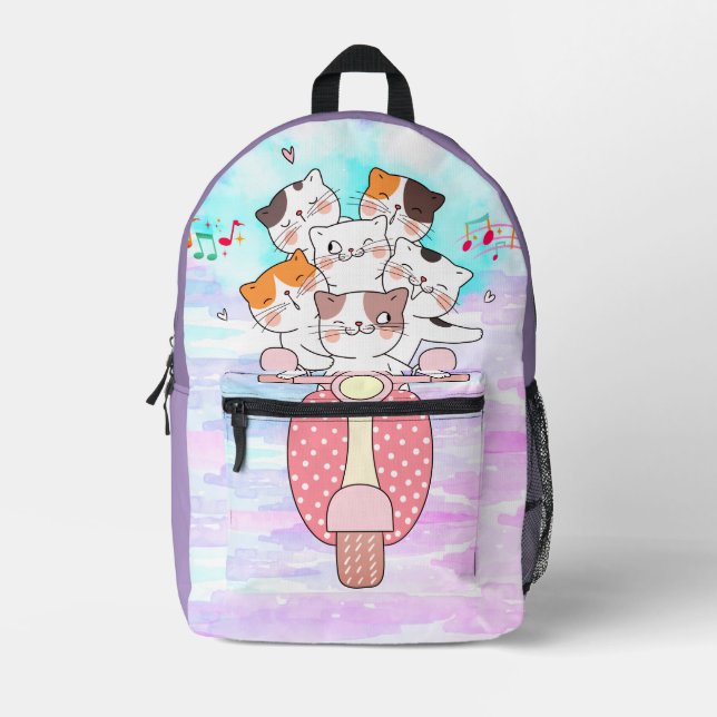 Funny Cats, Cute Cats, Happy Cats Printed Backpack (Front)