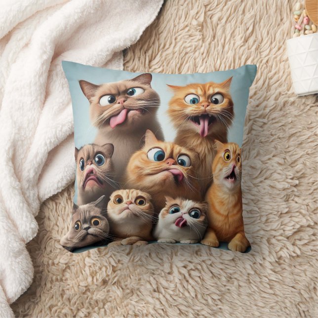 funny cats expressions  cushion (Blanket)