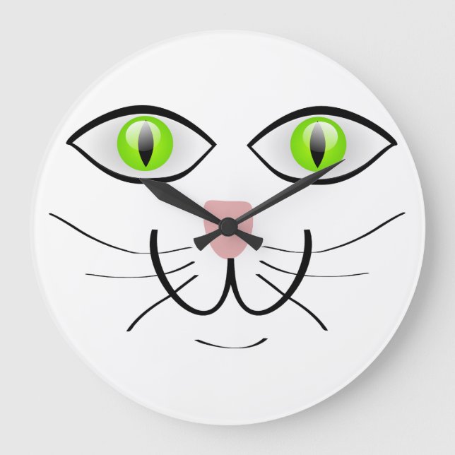 funny cats face large clock (Front)