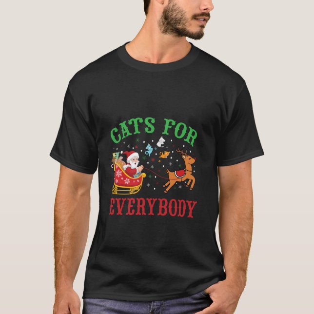 Funny Cats For Everybody Santa Christmas Cat Xmas  T-Shirt (Front)