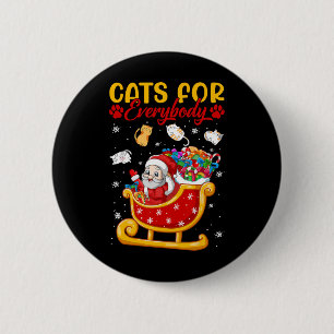 Funny Cats For Everybody Santa Sleigh Merry Christ 6 Cm Round Badge