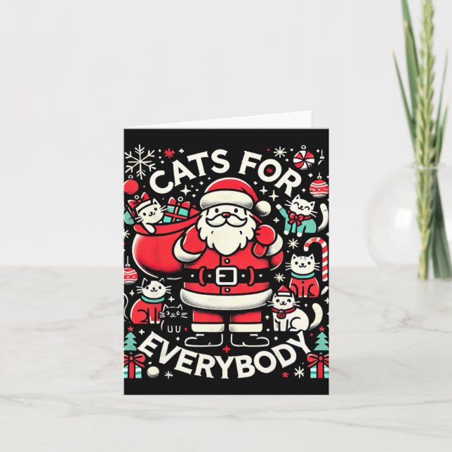 Funny Cats For Everybody Ugly Christmas Funny Xmas Card (Front)