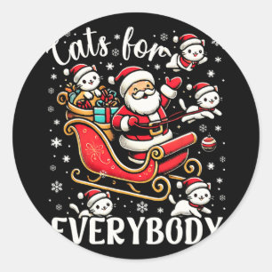 Funny Cats For Everybody Ugly Christmas Funny Xmas Classic Round Sticker