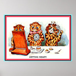Funny Cats Grooming as Humans Vintage by Wain cpy Poster