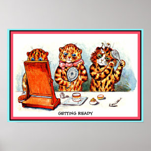 Funny Cats Grooming as Humans Vintage by Wain cpy Poster