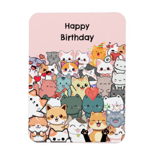 Funny Cats Happy Birthday Personalised Card Magnet
