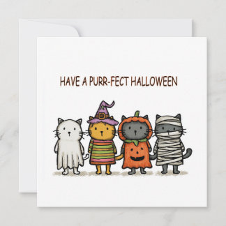 Funny Cats Happy Halloween Holiday Card
