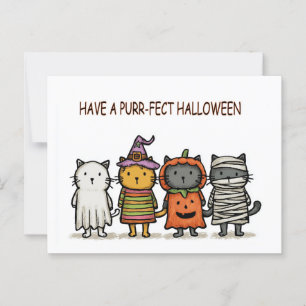 Funny Cats Happy Halloween Postcard