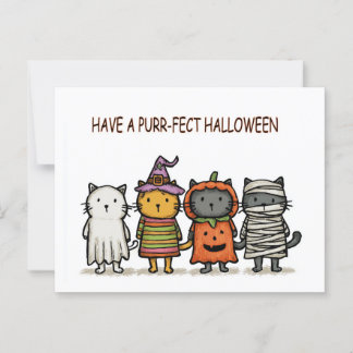 Funny Cats Happy Halloween Postcard
