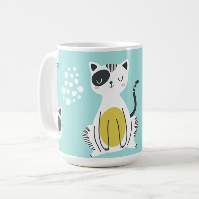 Funny cats illustration pastel tea mug (Front Left)