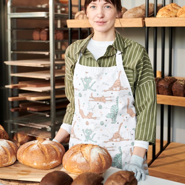 Funny Cats in a Cute Style Apron (Funny Cats in a Cute Style Apron)