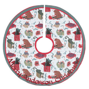 Funny Cats in Christmas Boxes Personalised  Brushed Polyester Tree Skirt