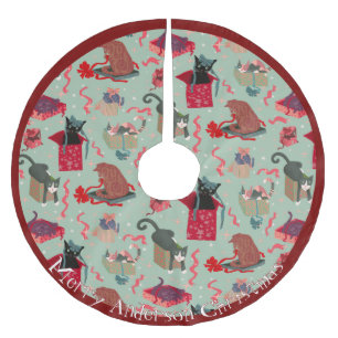 Funny Cats in Christmas Boxes Personalised Brushed Polyester Tree Skirt