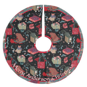 Funny Cats in Christmas Boxes Personalised Brushed Polyester Tree Skirt