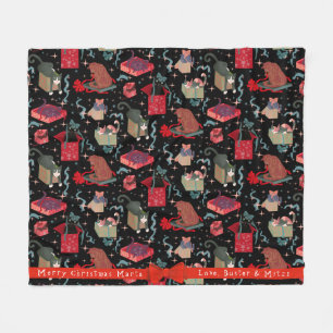 Funny Cats In Christmas Boxes Personalised Fleece Blanket