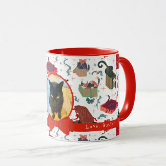 Funny Cats In Christmas Boxes Personalised Photo Mug